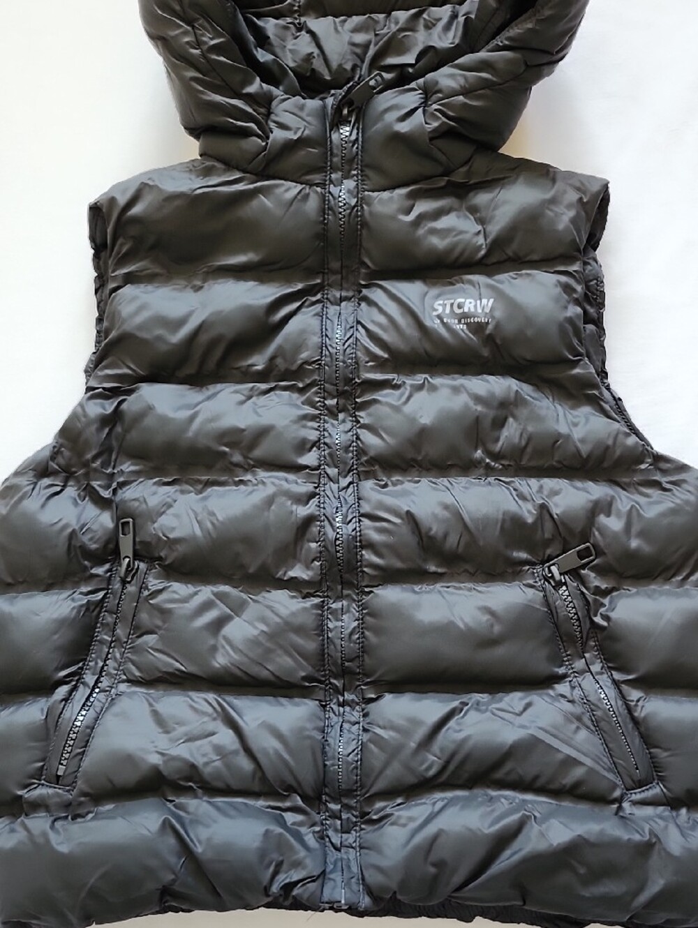 Zara Kids Black Hooded Puffer Vest STCRW Edition Size 6-7 - Picture 3 of 13
